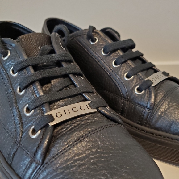 Gucci Pebbled Napa Lace-up Sneakers Size 6.5 312615 - Picture 4 of 7